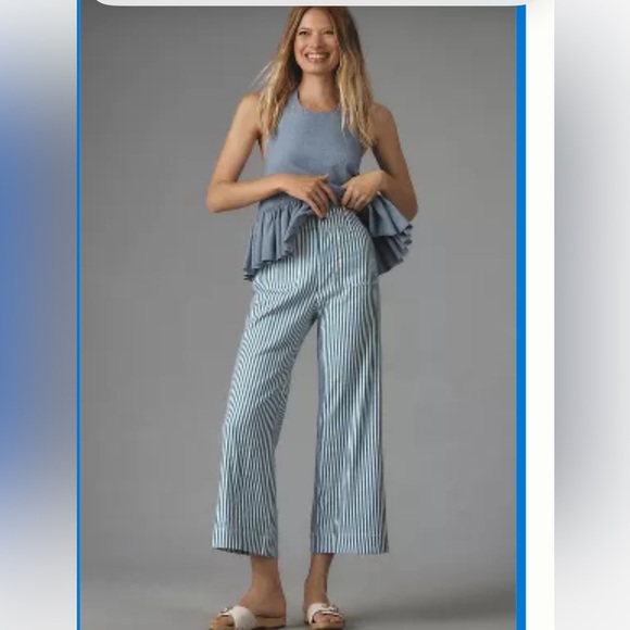 THE COLETTE CROPPED WIDE-LEG PANTS BY MAEVE: LINEN EDITION - Picture 1 of 16